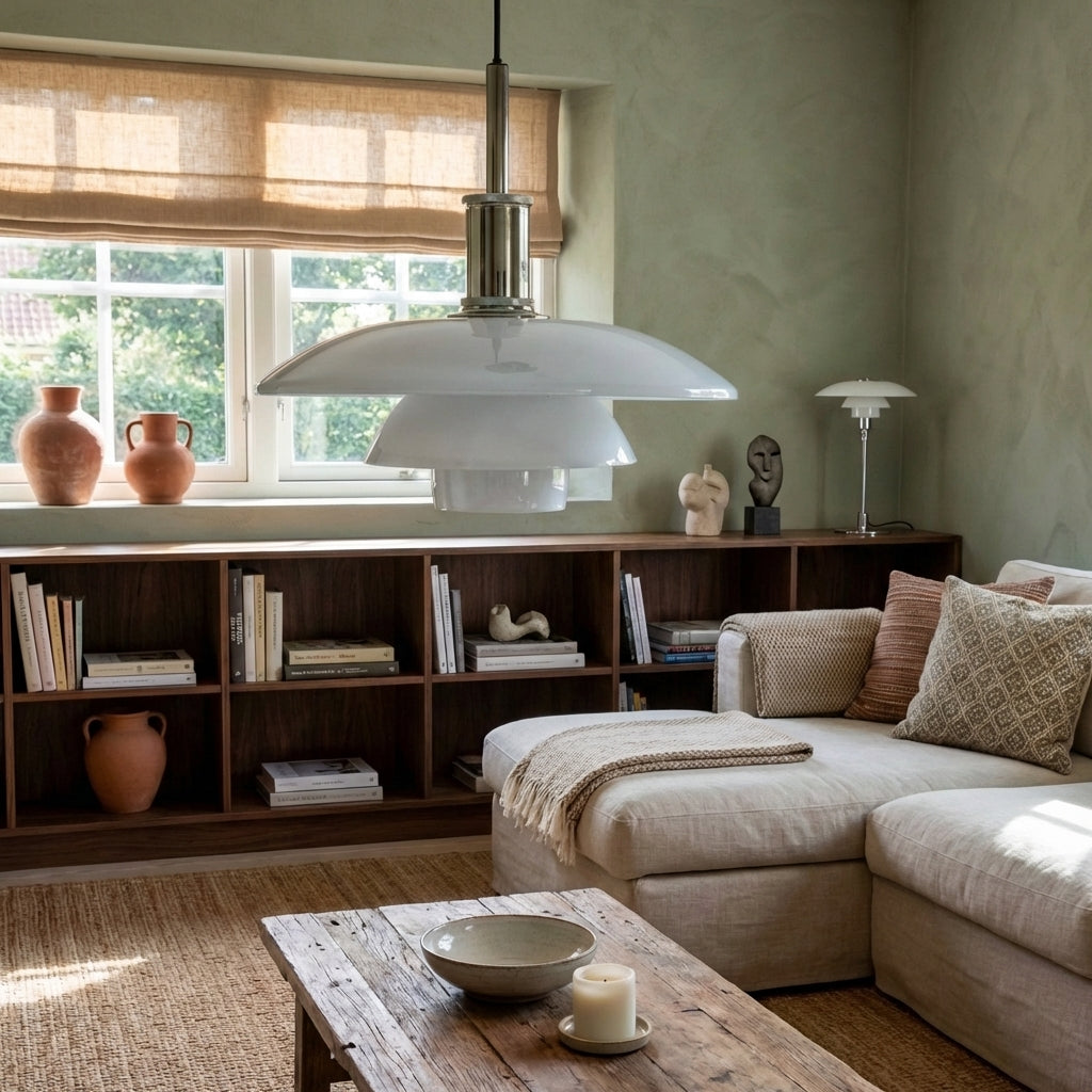 Compact Danish Layered Glass Pendant Light Fixture | Rosalyssa