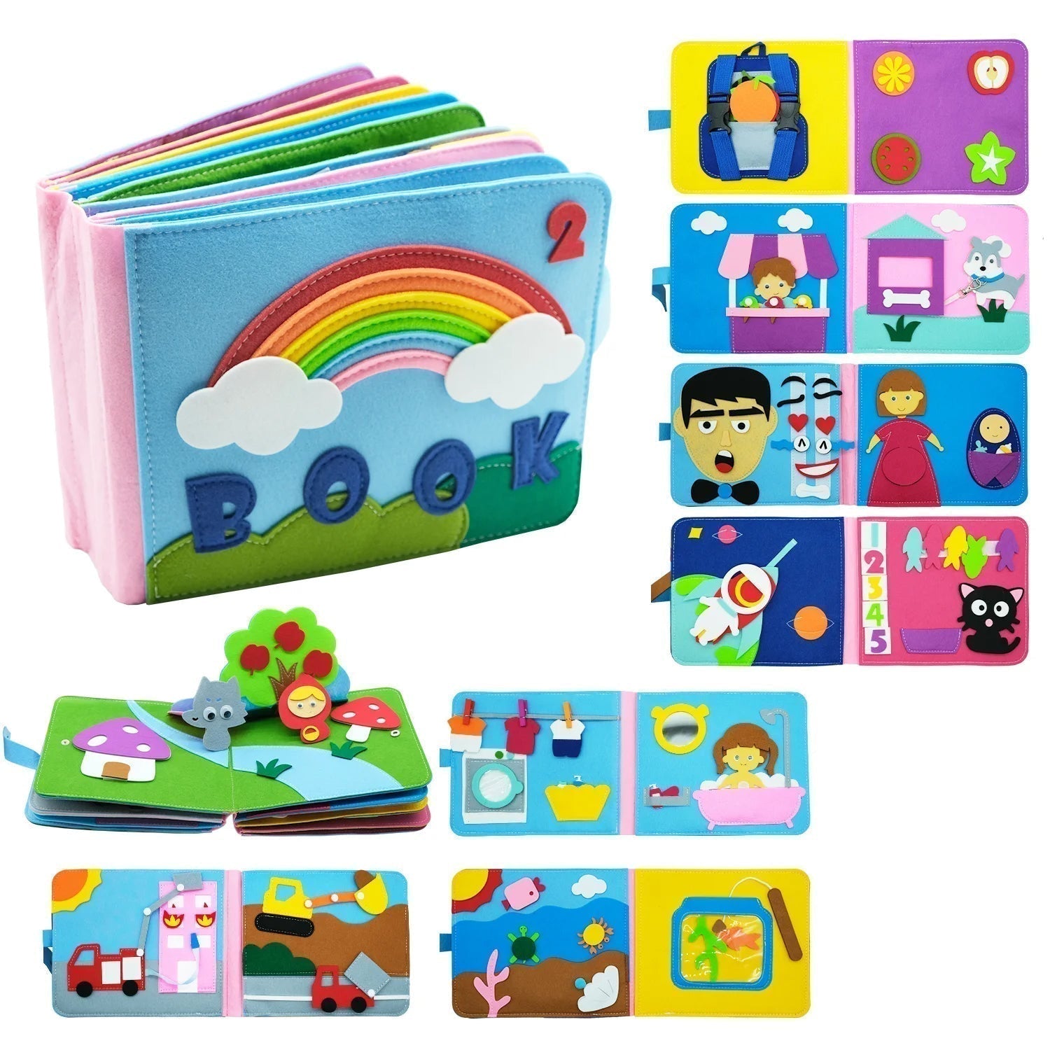 LumaNest Farm Life Felt Quiet Book For Babies With Fruit And Animals
