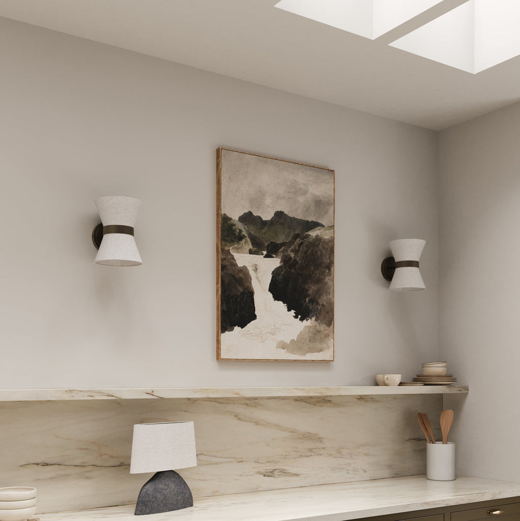 Bronze & Linen Wall Light Delivers Warm, Tranquil Illumination