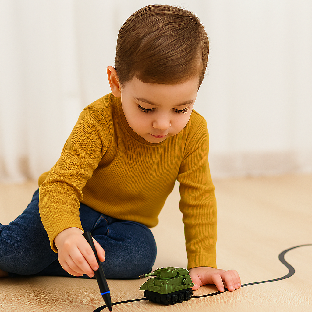 Toy Car Drawing Set With Inductive Line Tracking Playset