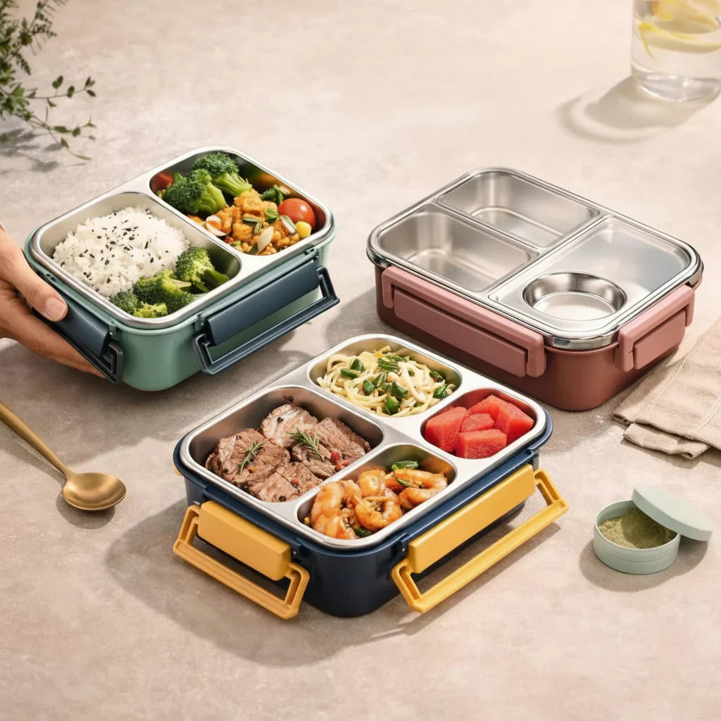 Pudełko na lunch ze stali nierdzewnej z przegródkami bento na posiłki