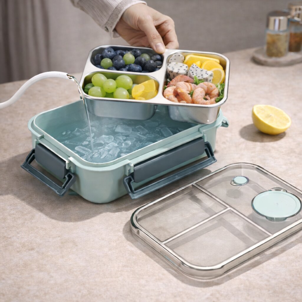 Pudełko na lunch ze stali nierdzewnej z przegródkami bento na posiłki