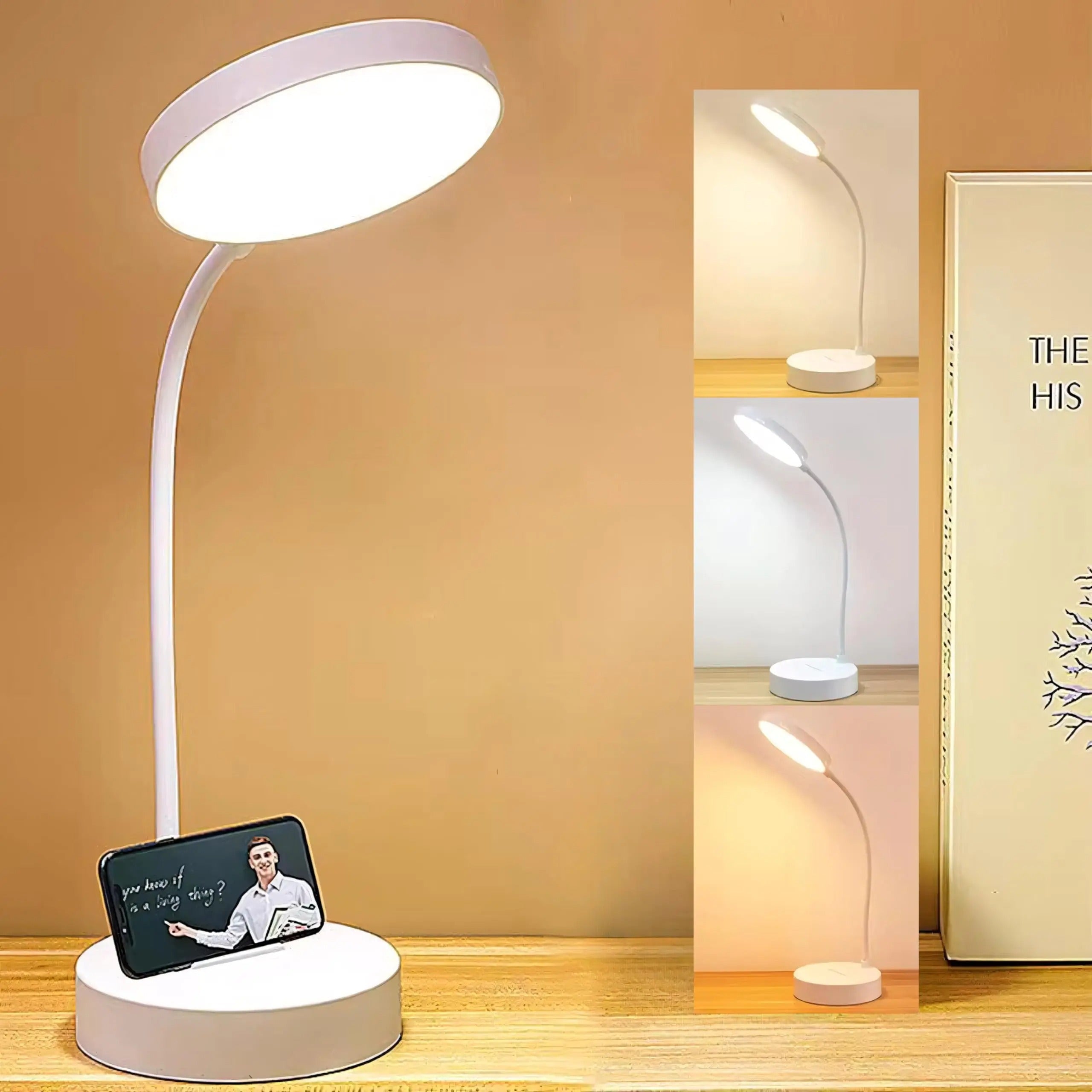 LED Desk Lamp With USB Charging And Adjustable Swan Neck Reading Light