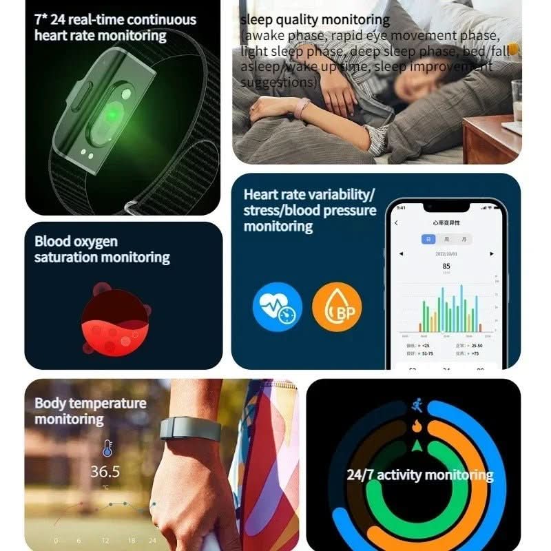 PulseGuard IP68 Rastreador de Fitness con Monitorización de Frecuencia Cardíaca y Oxígeno en Sangre
