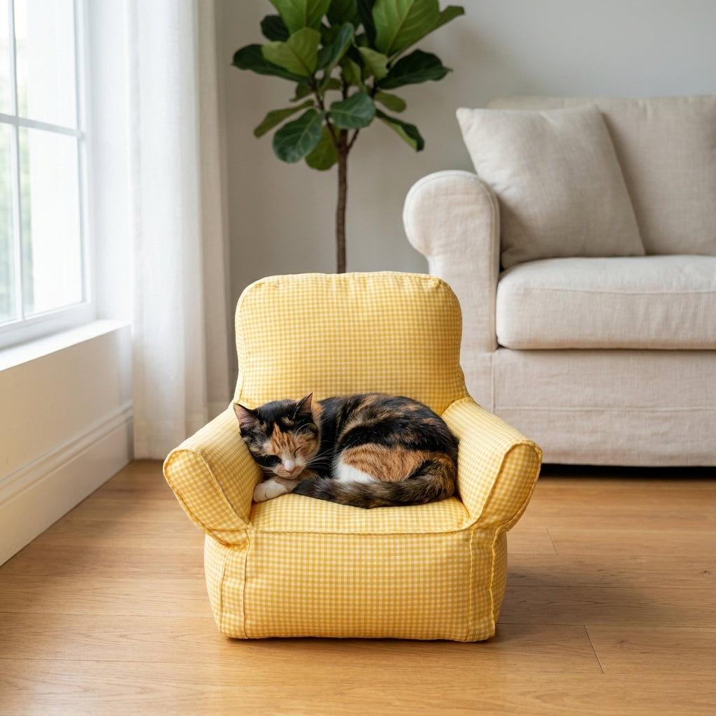 Miniatur-Sessel-Katzenbett mit Stoff und PP-Baumwolle in Standard- oder großer Größe | Rosalyssa