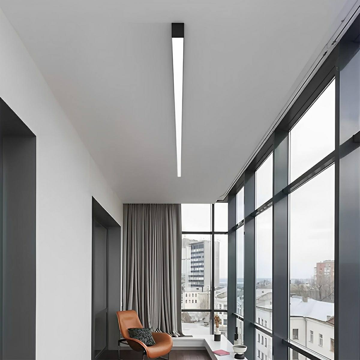 Black Aluminum Slim LED Ceiling Linear Light Dimmable For Living Room Bedroom