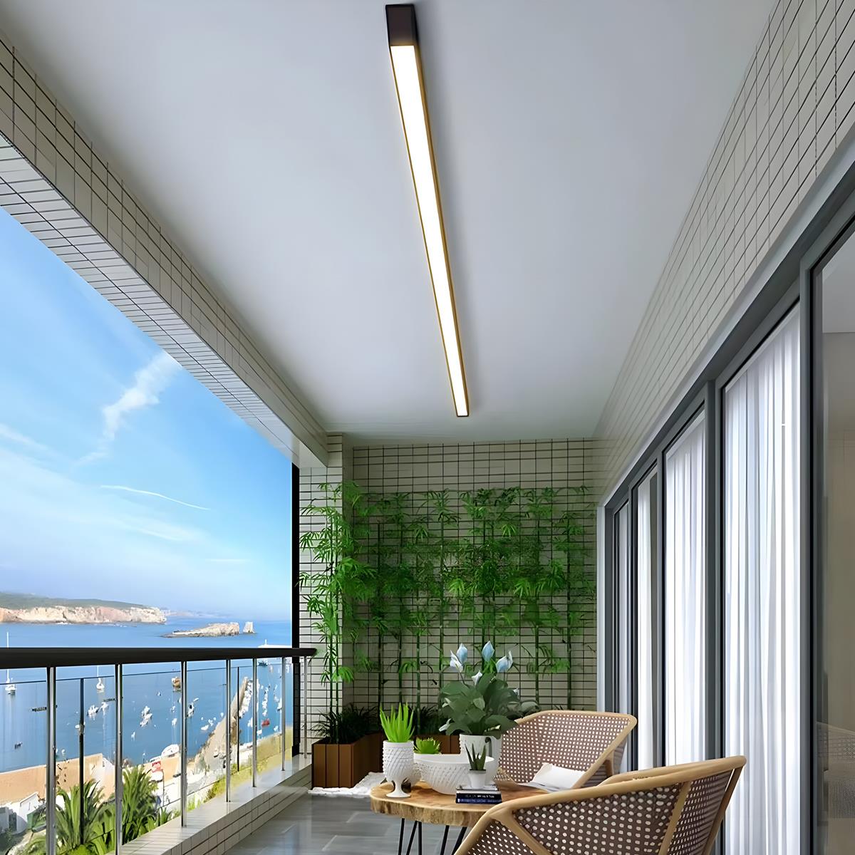 Black Aluminum Slim LED Ceiling Linear Light Dimmable For Living Room Bedroom
