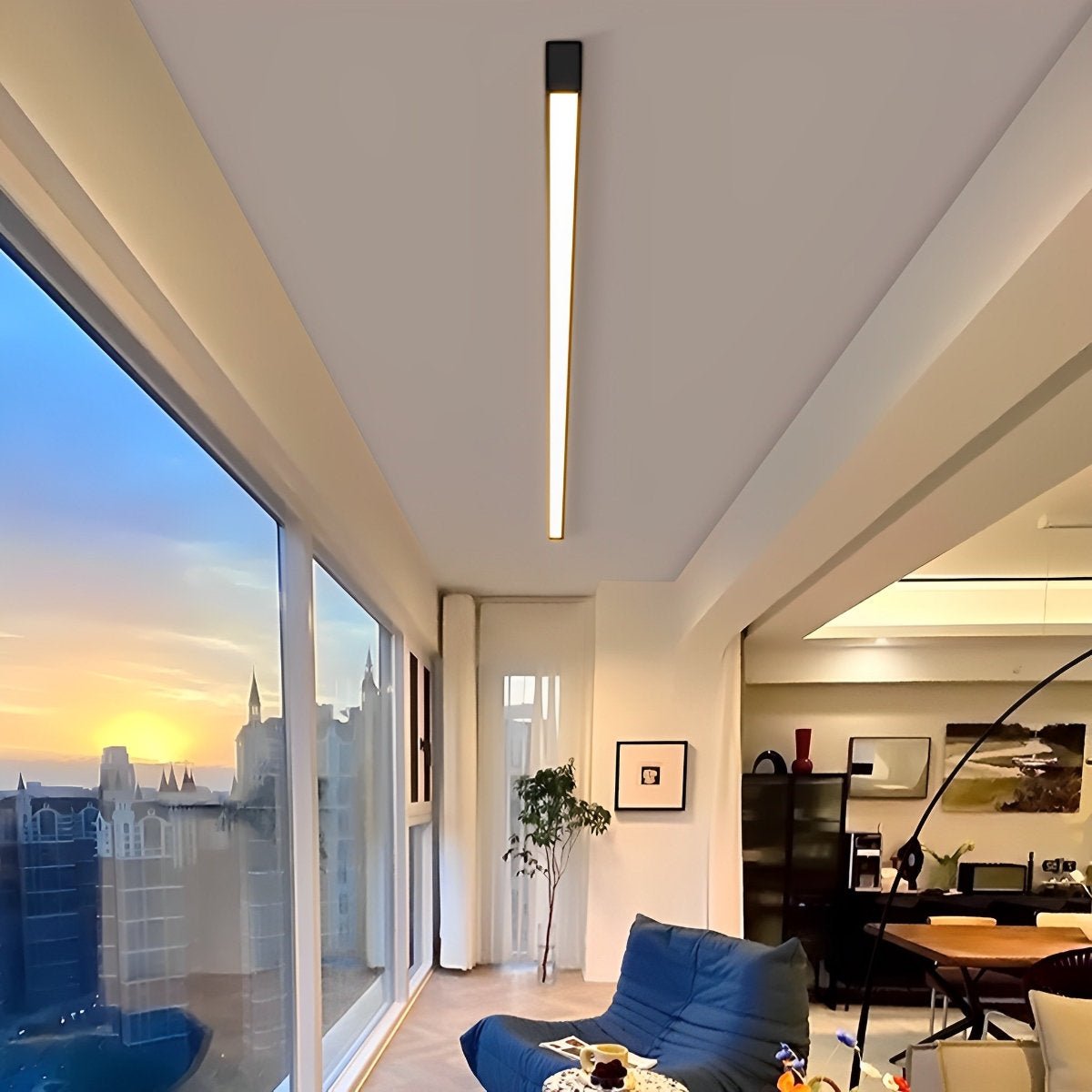 Black Aluminum Slim LED Ceiling Linear Light Dimmable For Living Room Bedroom