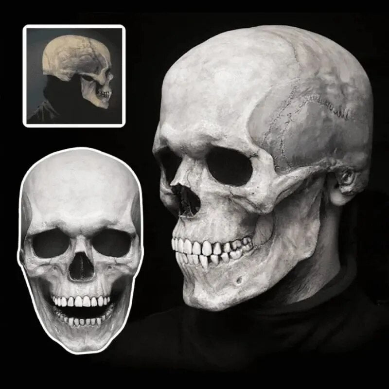 Mască de Craniu Realistă de Halloween cu Maxilar Mobil pentru Sperieturi și Petreceri