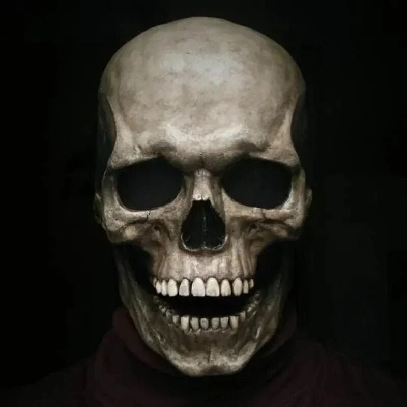Mască de Craniu Realistă de Halloween cu Maxilar Mobil pentru Sperieturi și Petreceri