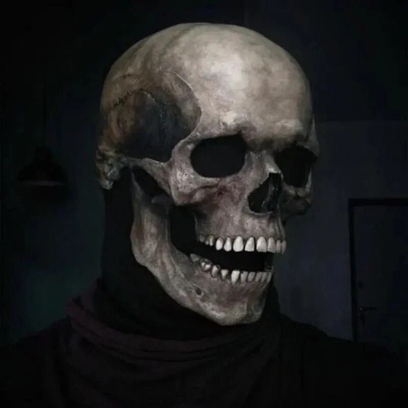 Mască de Craniu Realistă de Halloween cu Maxilar Mobil pentru Sperieturi și Petreceri