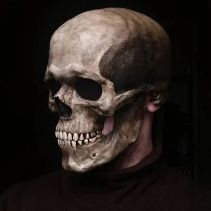 Mască de Craniu Realistă de Halloween cu Maxilar Mobil pentru Sperieturi și Petreceri