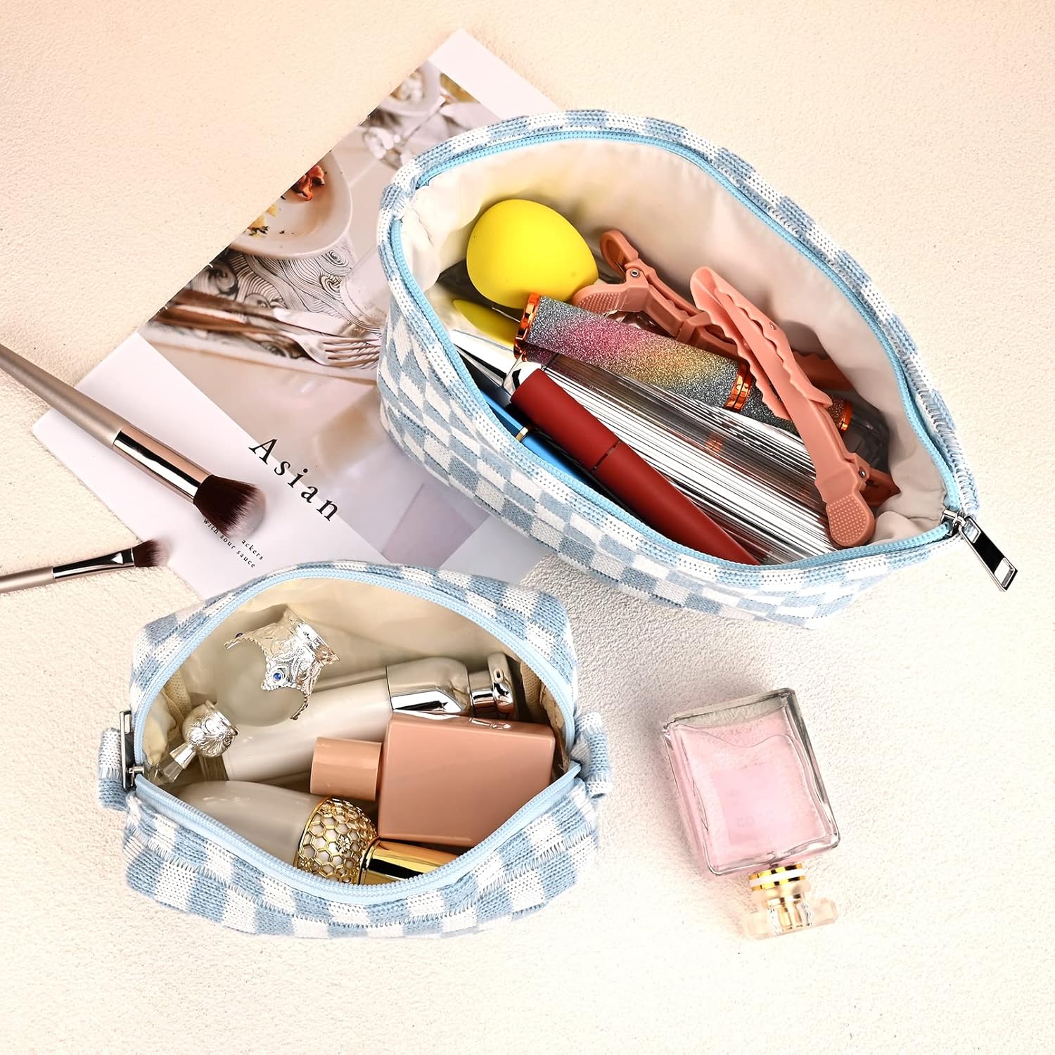 Must-Have Checked Make-up Bag Set | Rosalyssa