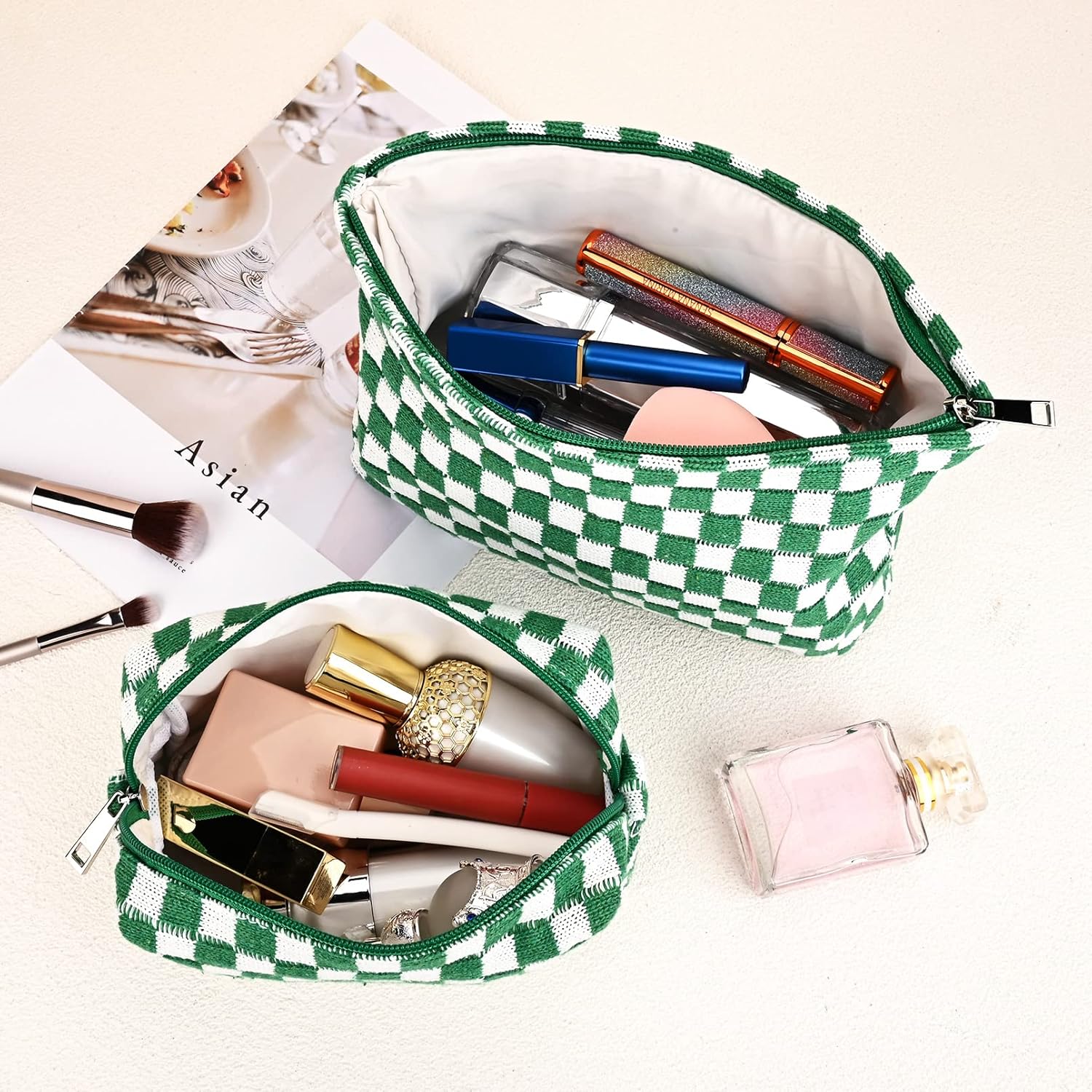 Must-Have Checked Make-up Bag Set | Rosalyssa