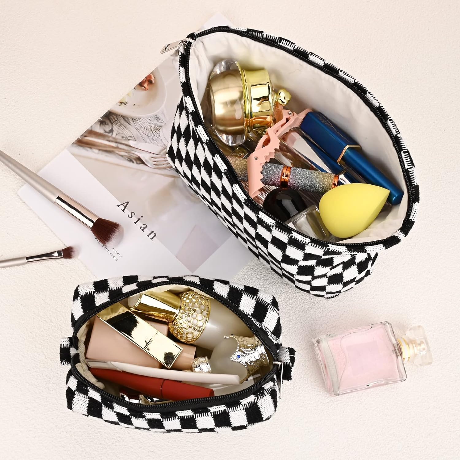 Must-Have Checked Make-up Bag Set | Rosalyssa