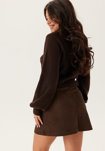 Jupe Mini en Suédine à Boutons Chic