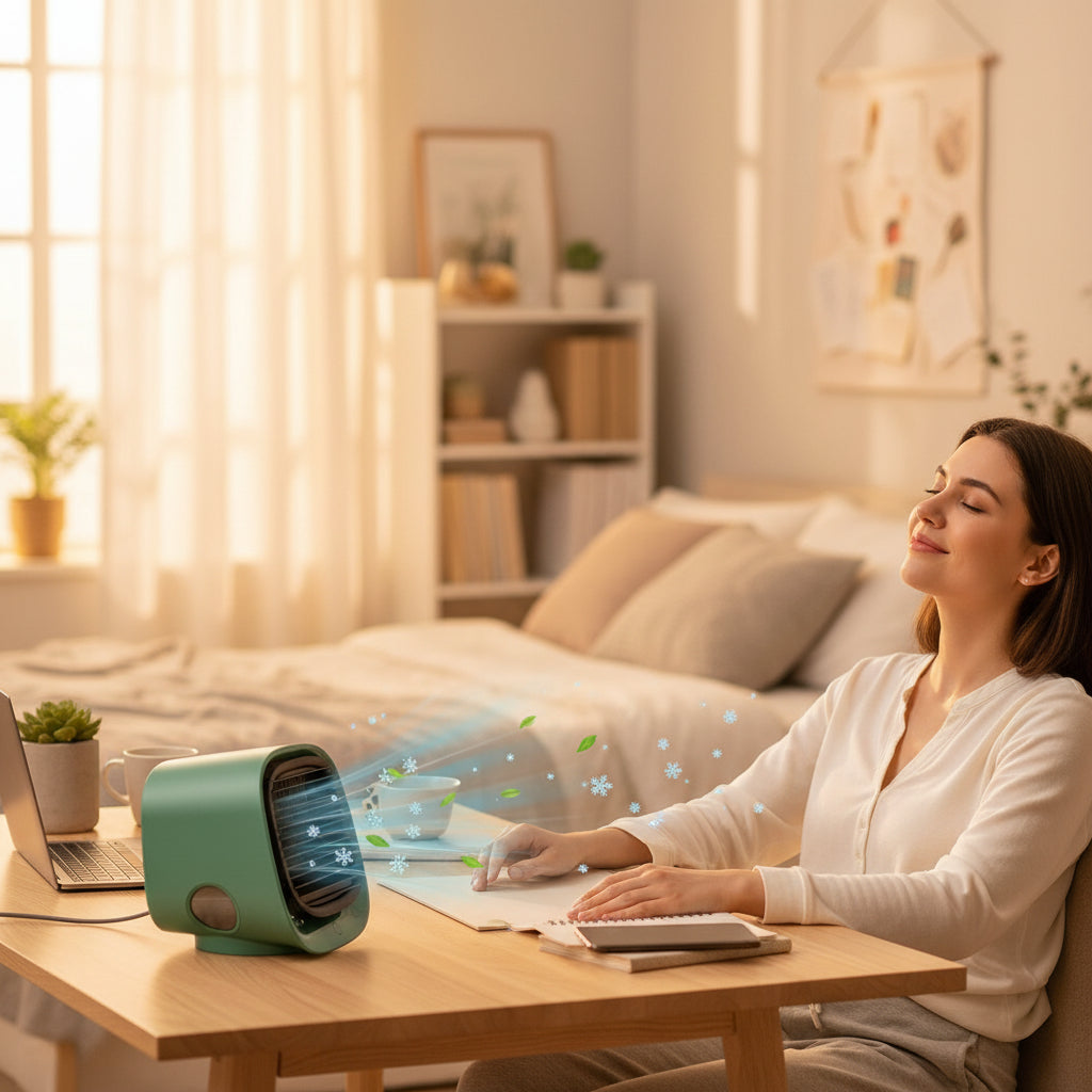 Přenosná osobní klimatizace s USB napájením, mini ventilátor pro osobní chlazení