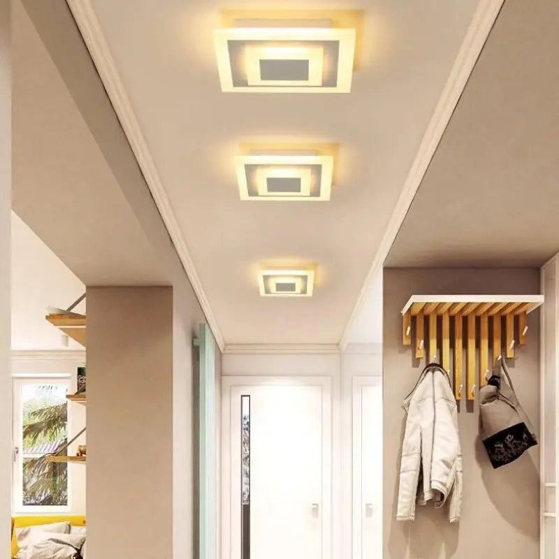 Luz de techo cuadrada LED regulable con acabado acrílico en negro y blanco de 20 cm