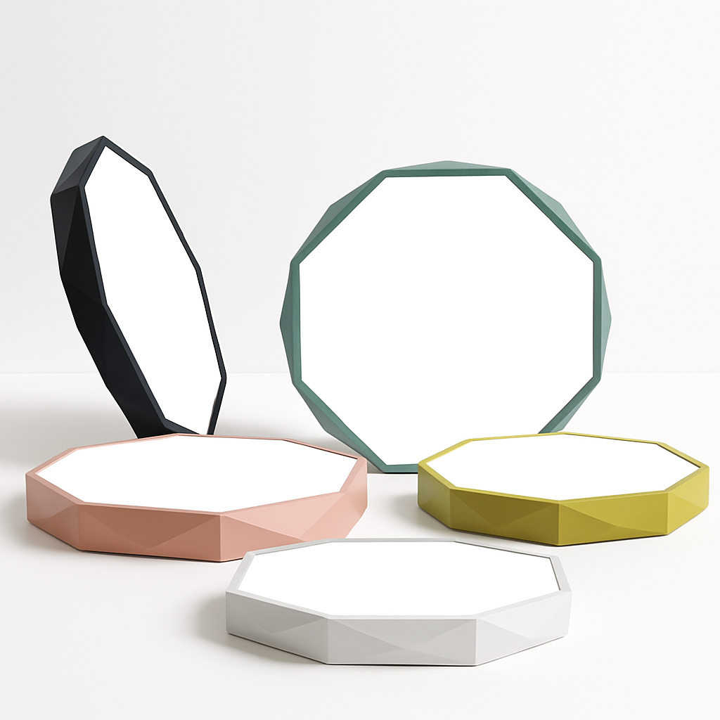 Geometrické LED akrylové stropní světlo, osmiúhelníkový design, 30–60 cm, barevná pokojová lampa