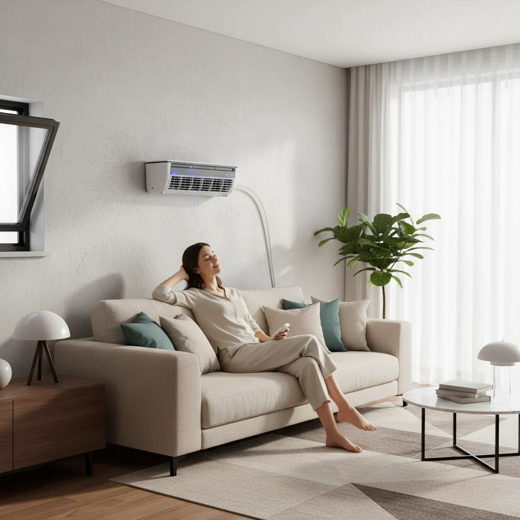 Kompaktní nástěnná klimatizace s elektrickým ventilátorem
