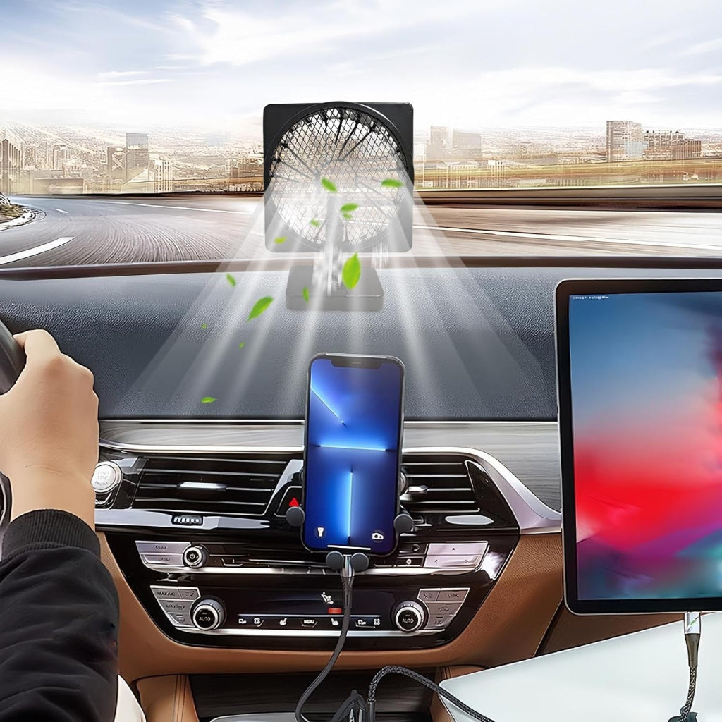 Přenosný USB ventilátor do auta pro chlazení vzduchu na cestách