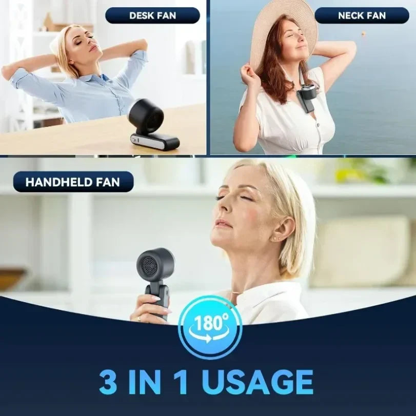 Rechargeable Neck Clip-On Mini Fan For Personal Use