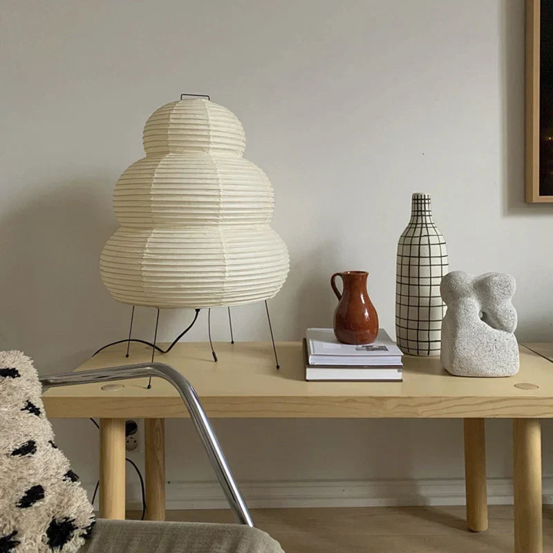 Rice Paper Floor Lamp With Layered Paper Shade | Rosalyssa