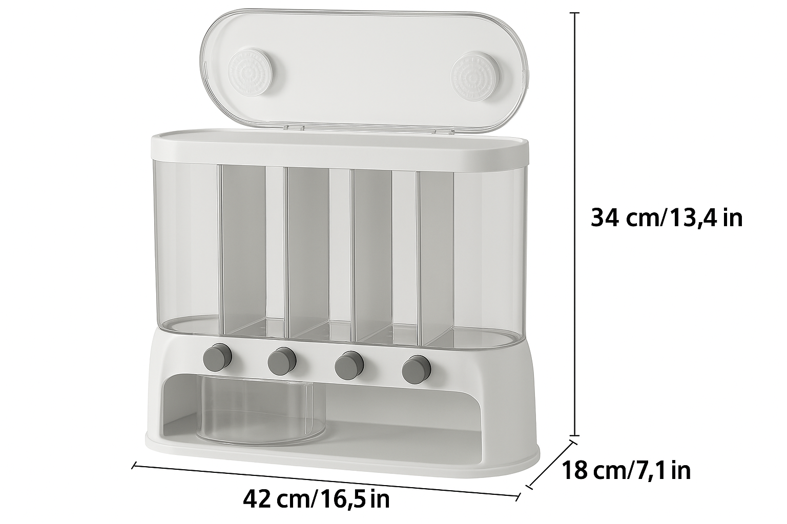 Airtight Five-Compartment Grain Storage Bin For Pantry Organization