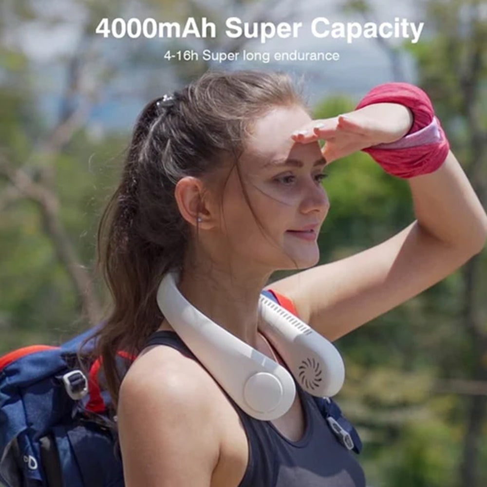 Rechargeable Neck Fan With Hands-Free Wearable Design