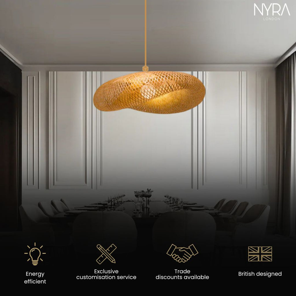 مصباح معلق منسوج من خشب البامبو سولارا، يدوي الصنع، تصميم عتيق، مزود بإضاءة LED