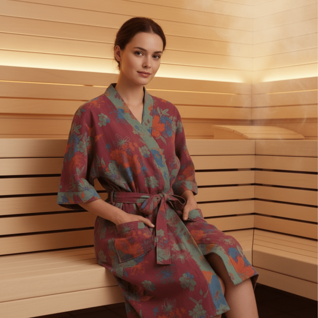 KomiLeaf Käännettävä Luomupuuvillainen Kimono Kylpytakki Hengittävään Mukavuuteen