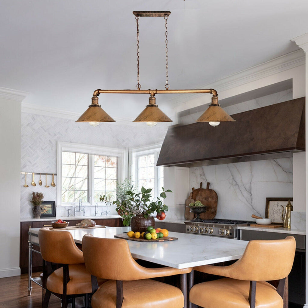 Industrial Black Metal Ceiling Lamp, 3-E27 Vintage Style For Dining Room And Kitchen