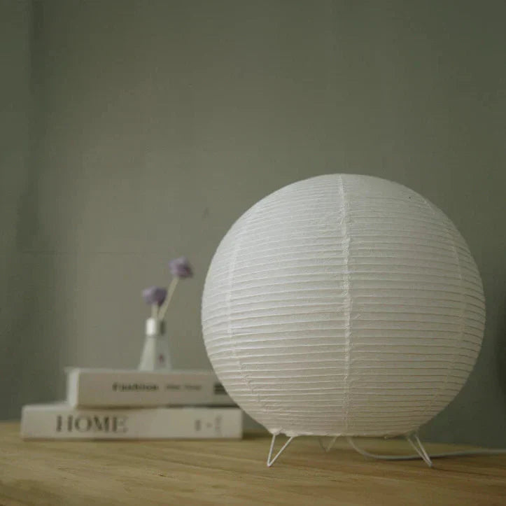 Rice Paper Table Lamp With Spherical Shade For Desks | Rosalyssa