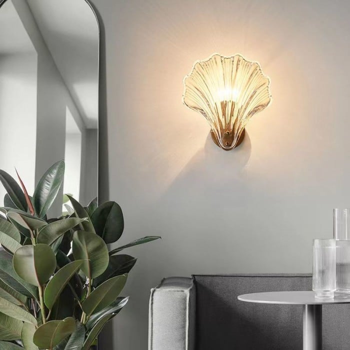 Nástěnné světlo Marina Shell a sklo v moderním art deco stylu
