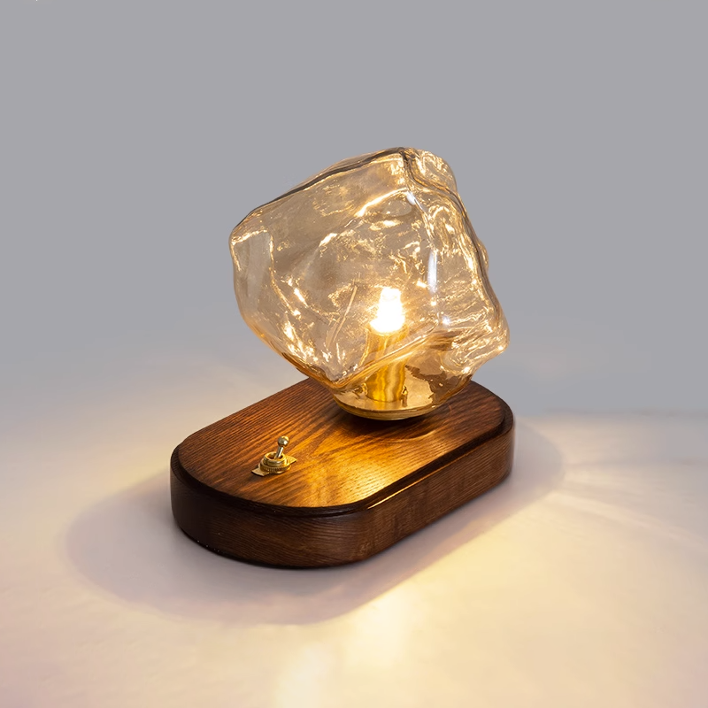 Lampa stołowa Glacierstone Ice Stone ze szkła do dekoracji salonu