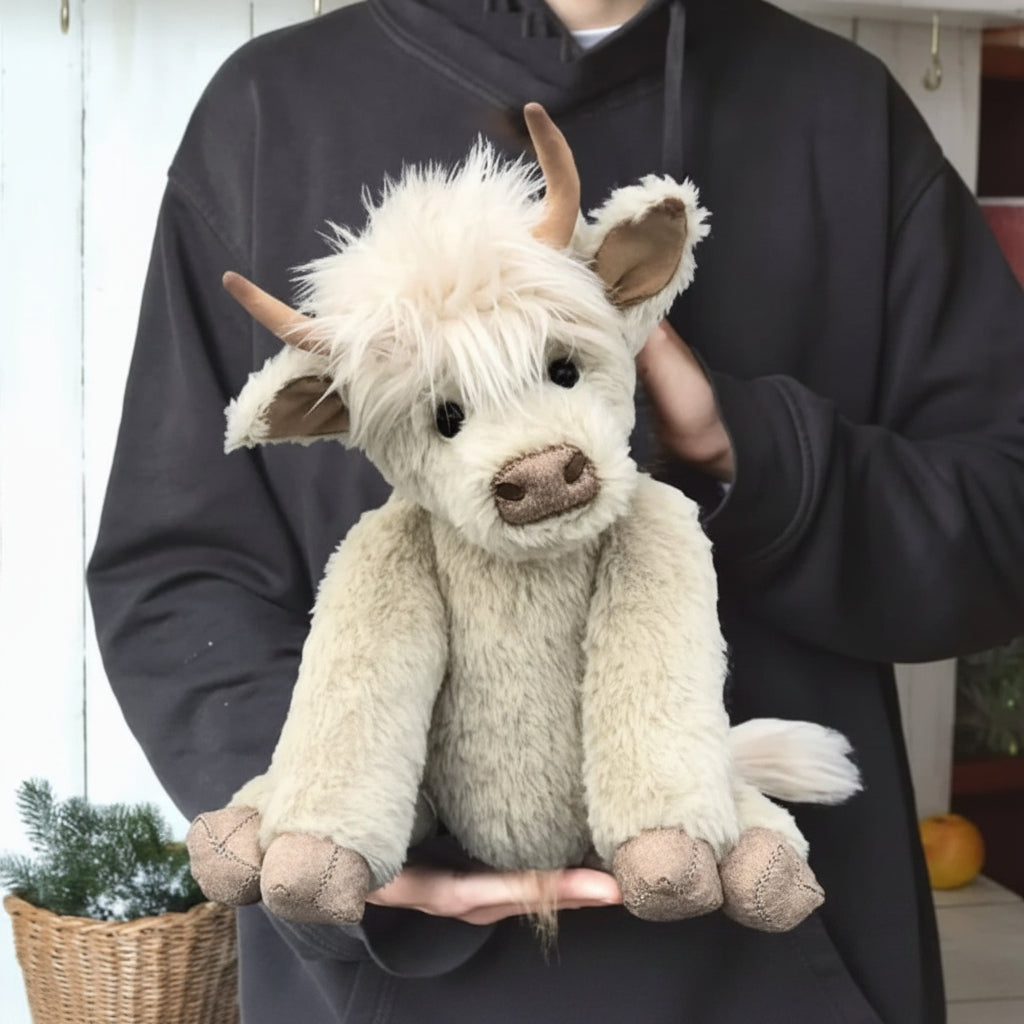 Handmade Highland Cow Plush Toy For Kids Soft Cuddly Stuffed Animal