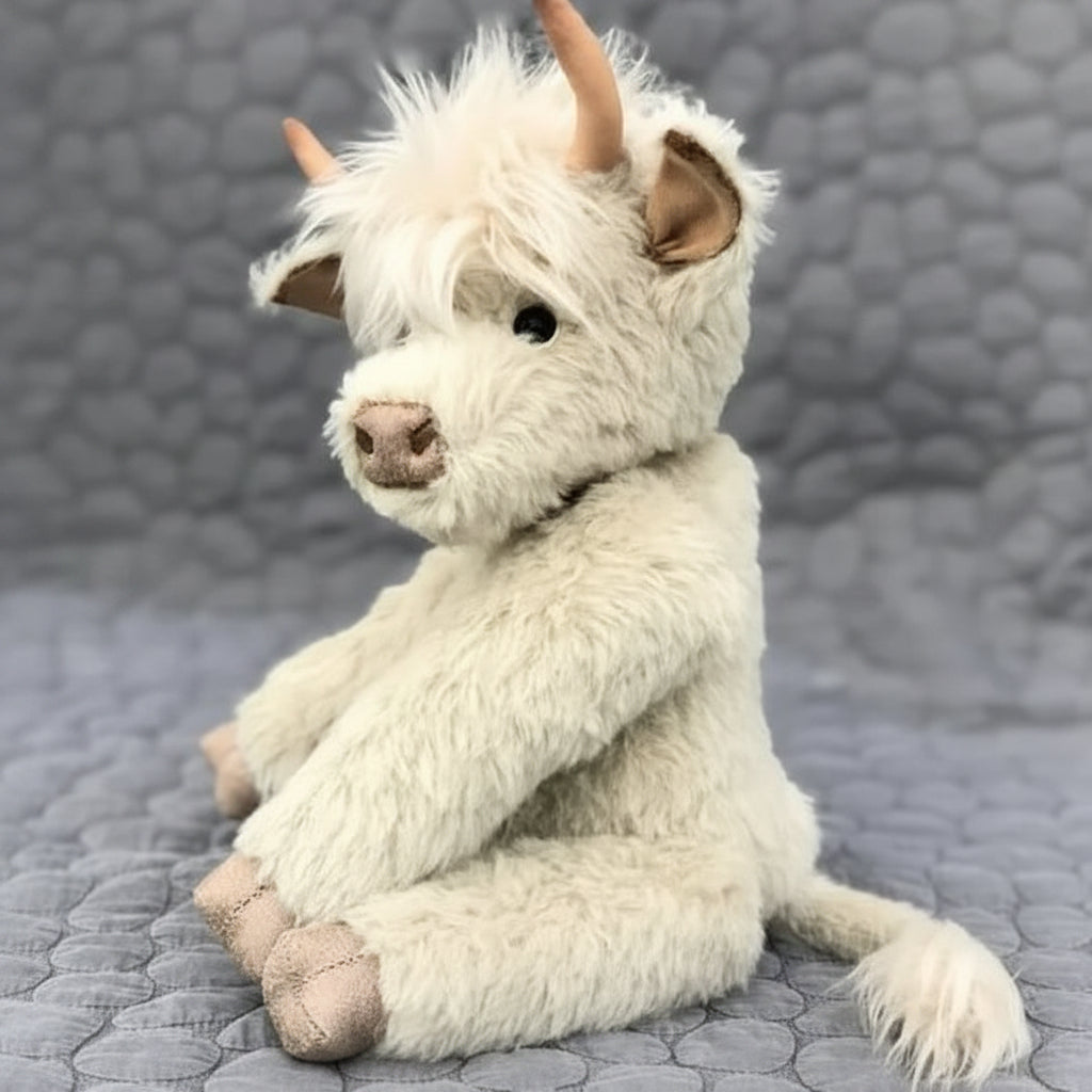Handmade Highland Cow Plush Toy For Kids Soft Cuddly Stuffed Animal