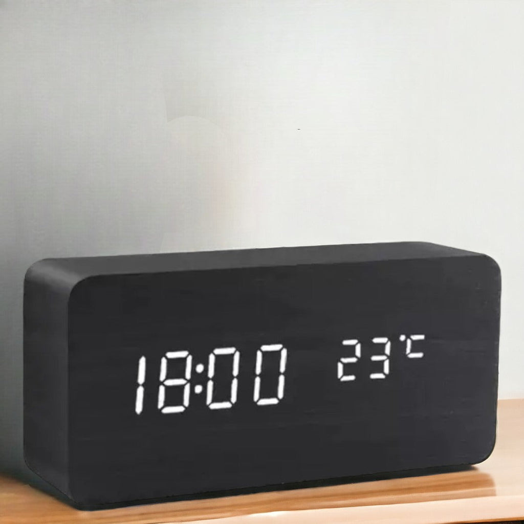 Sveglia LED WoodWatch con controllo vocale per la camera da letto