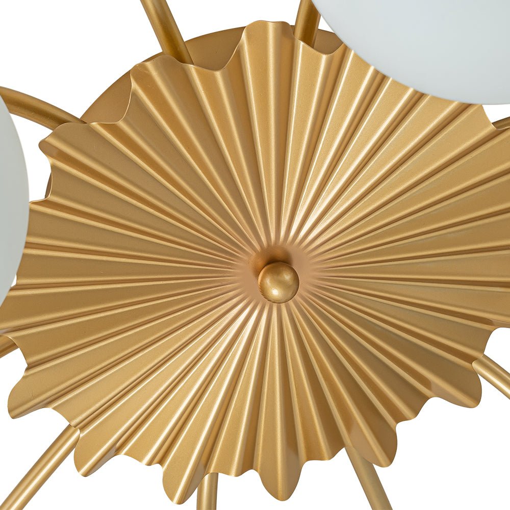 Sputnik Brass Ceiling Light For Living Room With Opal Glass Globes 12 Light Dimmable