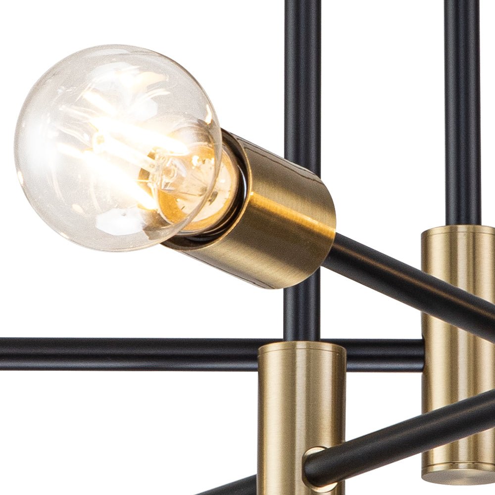 Stropní lampa Sputnik 6 nebo 8 v černé barvě, kovová, retro moderní, stmívatelná