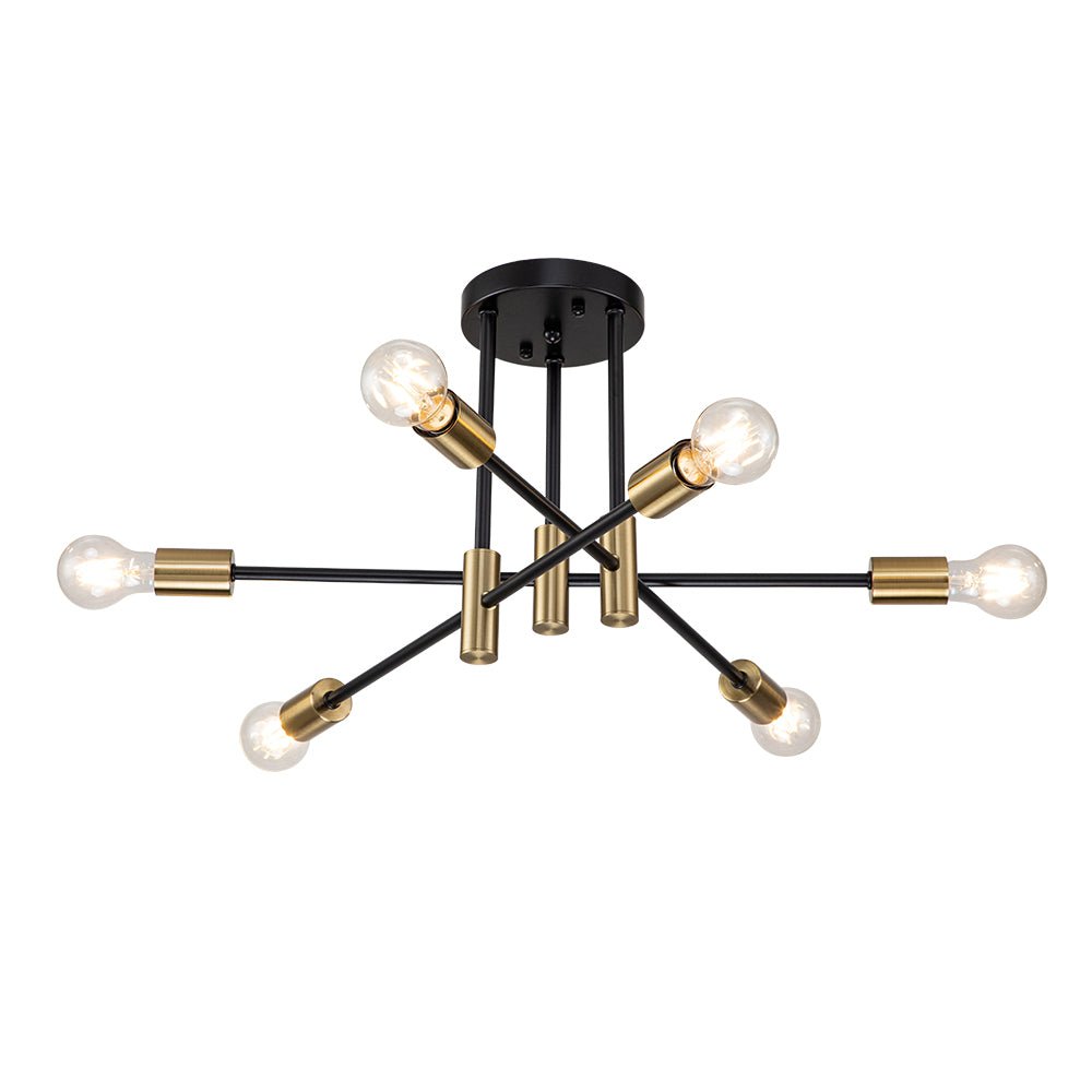 Stropní lampa Sputnik 6 nebo 8 v černé barvě, kovová, retro moderní, stmívatelná
