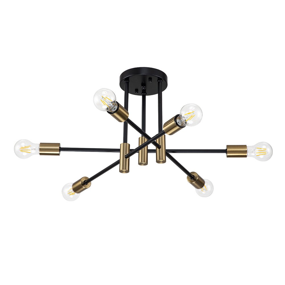 Stropní lampa Sputnik 6 nebo 8 v černé barvě, kovová, retro moderní, stmívatelná