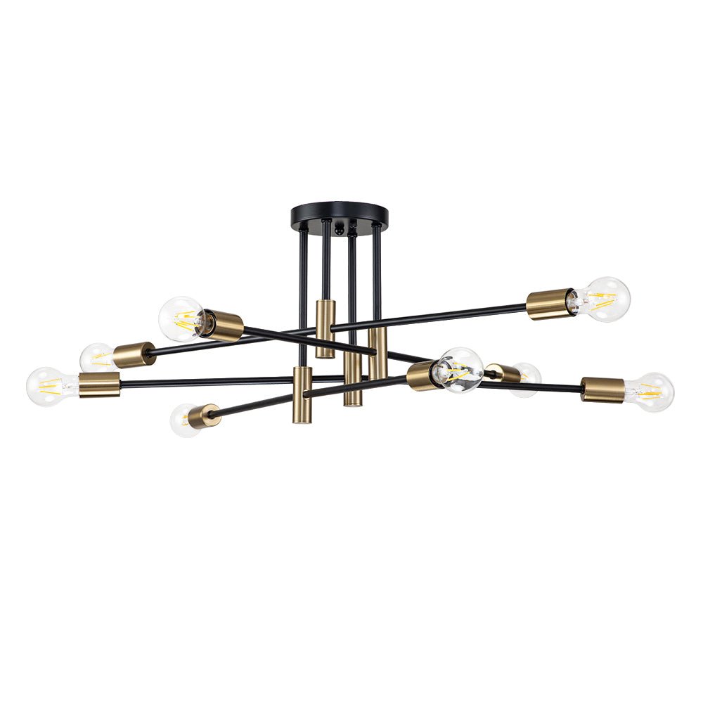 Stropní lampa Sputnik 6 nebo 8 v černé barvě, kovová, retro moderní, stmívatelná