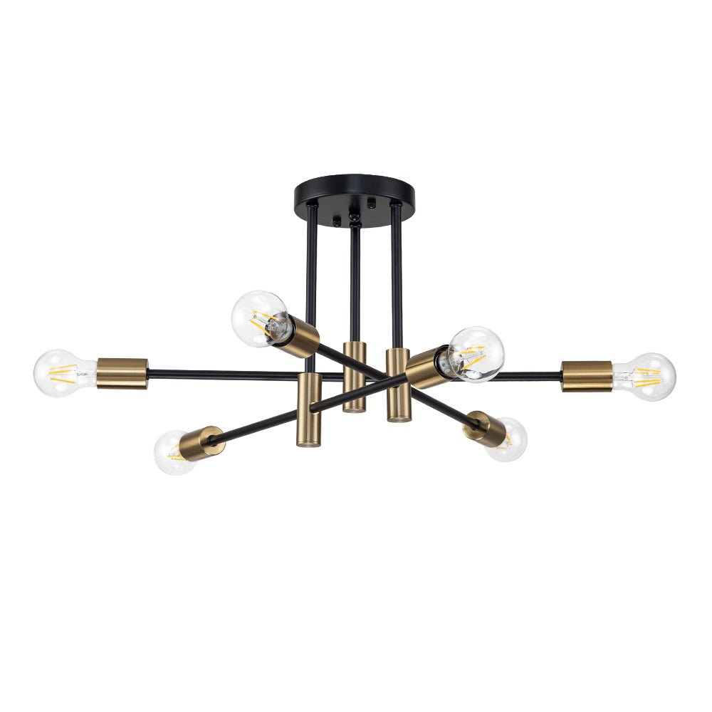 Stropní lampa Sputnik 6 nebo 8 v černé barvě, kovová, retro moderní, stmívatelná
