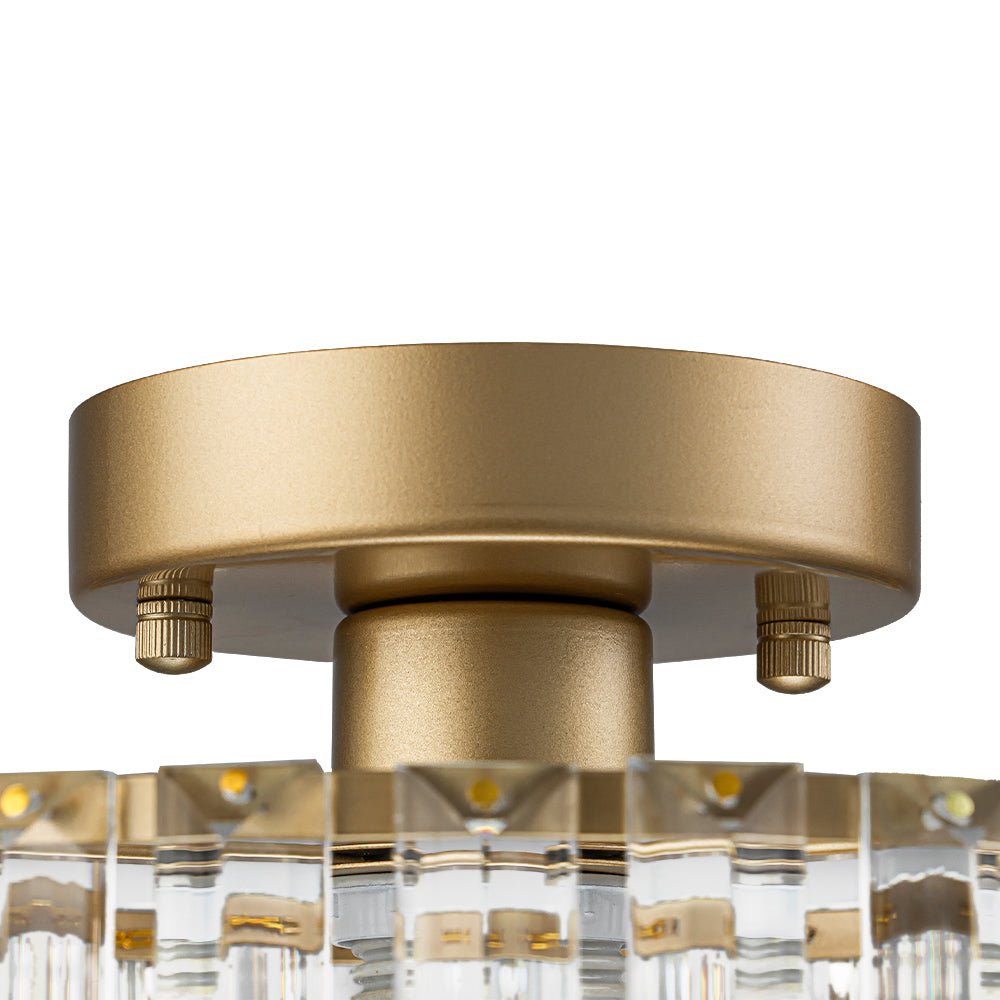 Crystal Brass Ceiling Light, Mid-Century Dimmable Fixture For Bedroom And Hall
