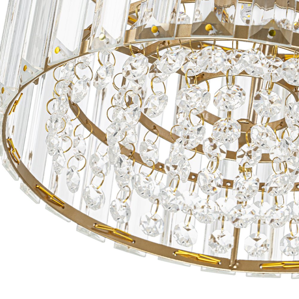 Crystal Brass Ceiling Light, Mid-Century Dimmable Fixture For Bedroom And Hall
