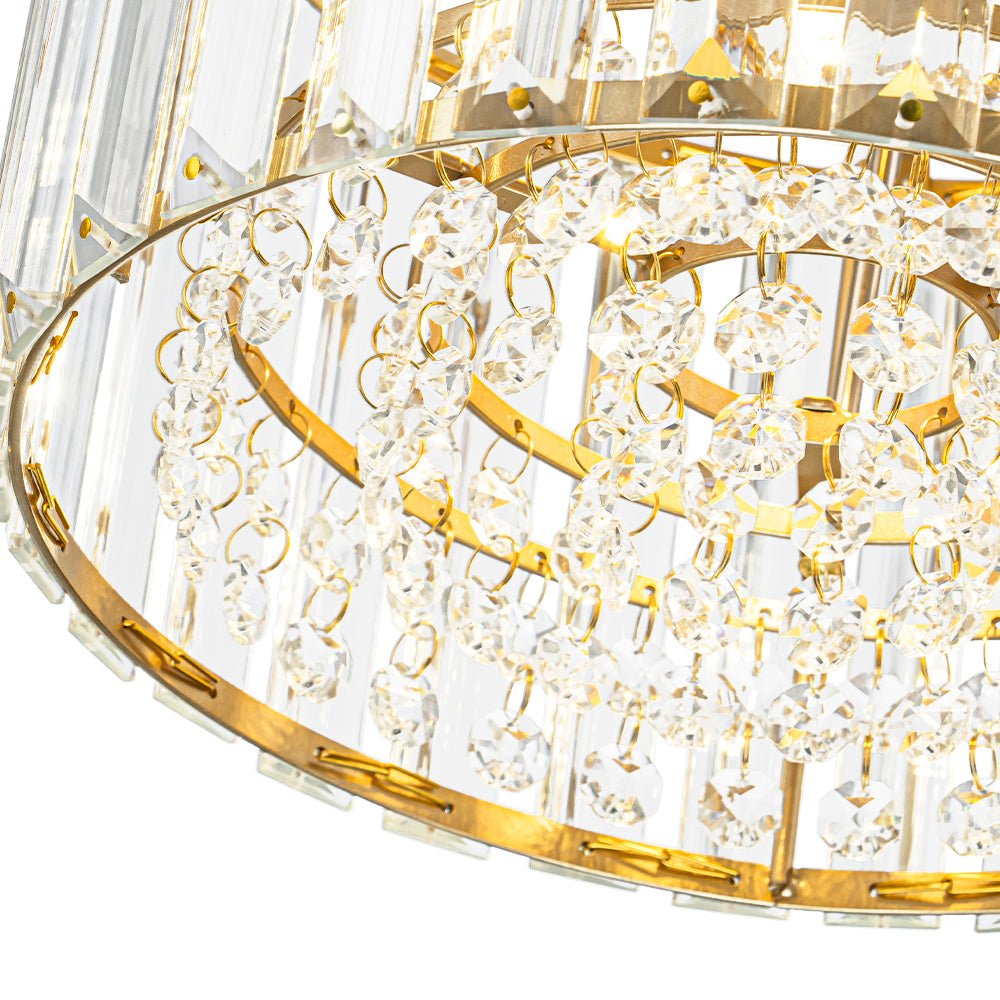 Crystal Brass Ceiling Light, Mid-Century Dimmable Fixture For Bedroom And Hall