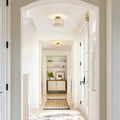 Crystal Brass Ceiling Light, Mid-Century Dimmable Fixture For Bedroom And Hall