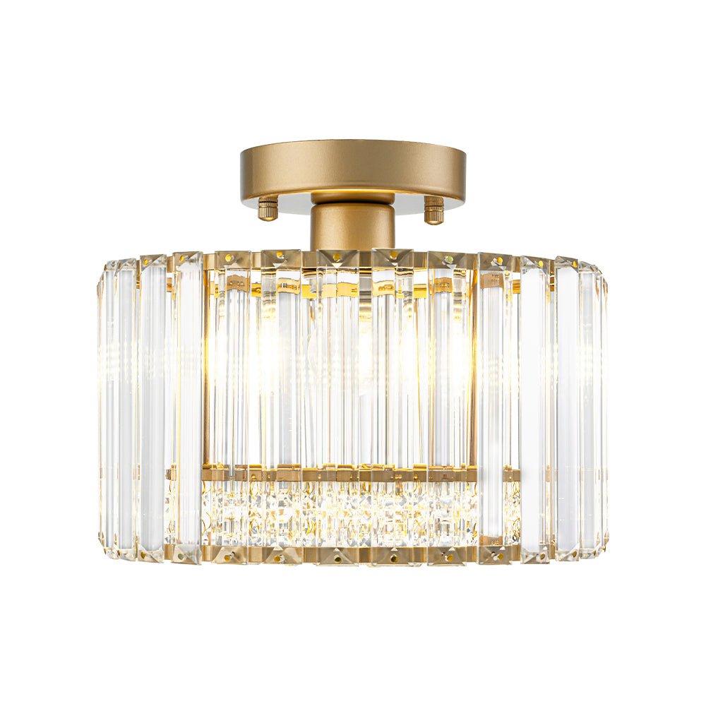 Crystal Brass Ceiling Light, Mid-Century Dimmable Fixture For Bedroom And Hall
