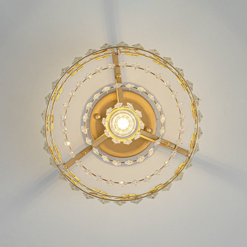 Crystal Brass Ceiling Light, Mid-Century Dimmable Fixture For Bedroom And Hall